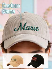 1 pieza Gorra de béisbol de pana con bordado de nombre personalizado, gorra de béisbol ajustable personalizada con texto, fotos, logotipo de imagen, gorra de camionero personalizada para hombres y mujeres - Estilo 1 - Ver 9