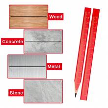 Carpenter Pencil, Flat Octagonal Carpenter Pencil, Black Carpenter Marking Pencil Lead, Professional Carpenter Marking, Professional Carpenter Pencil With Scale - Sets - View 5