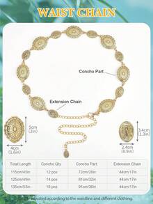 Metal Waist Chain Link Belt For Women Western Cowgirl Boho Turquoise Belts For Dress Jeans Country Concert Outfit - 金色 - 查看 6