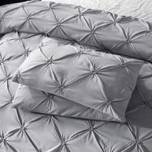 3Pcs Grey Diamond Lightweight Comforter Sets -AU Double Queen King Bedding Set With Two Pillowcases,Soft & Comfortable With Polyester Filling, Machine Washable, Suitable For Bedroom, Dorm And Hotel Decor, Essential Autumn/Winter Bedroom Accessory,Wedding Items,Valentines Day Home Bed Room Decor,Mothers Day Gift,All Season - Xám - Xem 6