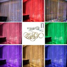 300 LED Curtain String Lights, Fairy String Lights With 8 Light Modes & Remote Controlled, 9.8x9.8ft Indoor Outdoor String Lights For Christmas, Weddings, Party, Bedroom, Wall, Window - Blue - View 2