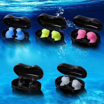 2 Stück/Box wasserdichte wiederverwendbare Silikon Schwimm Ohrstöpsel, wasserdichte Silikon Ohrstöpsel, unverzichtbares Zubehör für den Strand, Schwimm-Accessoires