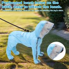 Imperméable pour chien avec couverture complète, bandes réfléchissantes, couvre-chaussures antidérapants et sac de transport, vêtement de pluie pour chiots bleus, convient pour les voyages en extérieur, un cadeau idéal pour les chiens - Bleu ciel - Voir 12