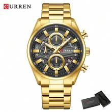 Đồng hồ nam CURREN thời trang, máy quartz, chronograph, chống nước, dây đeo thép không gỉ, dạ quang, tự động hiển thị ngày, dành cho nam giới. - Nhiều màu - Xem 17