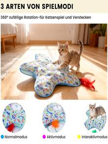 Interactive Cat Toy With 3Pcs Hidden Moving Feather(Random Shipping), Rechargeable Cat Toys With Animals Song Gifts For Cats, Suitable For Indoor Play, Cat Toy Movement - Green - View 3