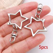5/10pcs Silver Golden Metal Heart Star Round Carabiner Keychain Clips Swivel Lobster Clasp Hooks For DIY Jewelry Making Accessories - Multicolor - View 25