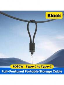 8英寸USB-C转USB-C编织短款应急充电及数据线，锌合金金属外壳，兼容MacBook、17 Pro Max和安卓设备，时尚礼品级设计 - 黑色 - 查看 2