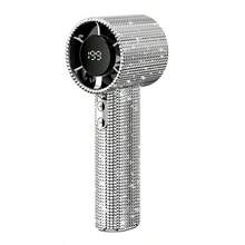 Luxury Full Diamond Portable Handheld Mini Electric Fan, 199 Adjustable Speed Turbo Fan With LED Display, USB Rechargeable, Summer Home Office Outdoor Gift - Multicolor - View 9