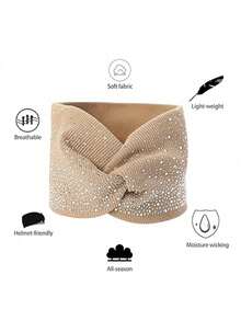 1pc Rhinestone Bohemian Headband, Yoga Sports Elastic Headscarf, Workout Wide Non-Slip Hair Accessory - A - View 6