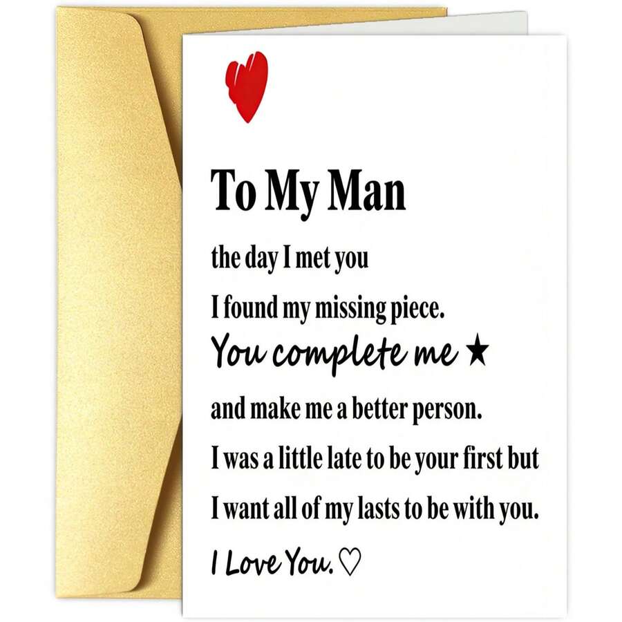 1 pieza Tarjeta de felicitación de cumpleaños "Para mi hombre", adecuada para tarjetas de regalo para esposos y novios, Día de San Valentín, tarjetas conmemorativas de aniversario de amor, Día de la Madre, regalo para mamá, Vuelta a la escuela, Útiles escolares - Talla única - Ver 1