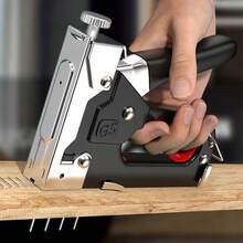4 In 1 Staple Gun Heavy Duty Manual Stapler Adjustable Force High Carbon Steel Construction Compatible With N U T I Nails For Wood Upholstery Carpentry Furniture Repair Wall Decoration Photo Frame Fixing Home DIY And Crafting Projects - A - View 3