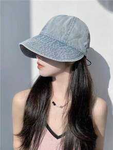 1 chiếc mũ tai bèo denim nữ, mũ lưỡi trai chống tia UV, mũ thời trang có thể điều chỉnh giúp khuôn mặt trông nhỏ hơn, mũ chống nắng khi đi du lịch ngoài trời. - nhiều màu - Xem 2