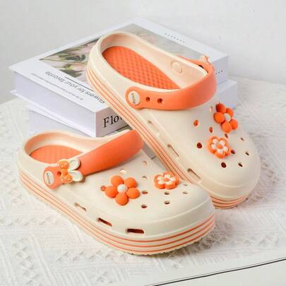 Women's Hollow Slippers Summer New Non-Slip Soft Half Slippers Nurse Work Outdoor Beach Sandals Fashionable Thick Bottom Anti-Slip Surgery Room Fashionable Slippers Soft Bottom Buckle Hollow Slippers