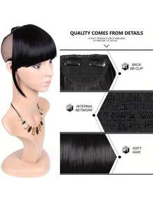 13-Inch Upgraded Layered Wig With Bangs, Cartoon Bangs With Sideburns, Seamless Simulated Women's Forehead Hair Invisible Air Bangs Wig Extension School - Multicolor - View 6