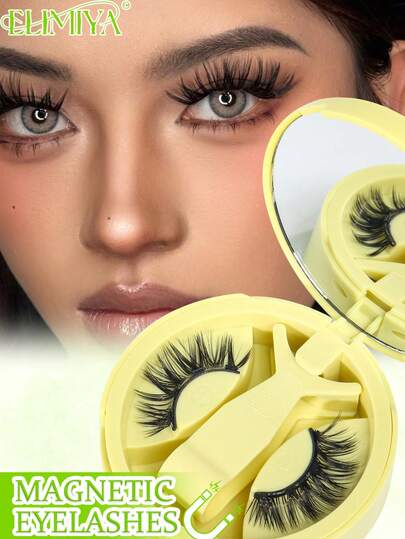 1 Cặp mi giả 3D dày và bồng bềnh, có nam châm, dễ dàng và nhanh chóng sử dụng, phù hợp cho trang điểm đậm, trang điểm sân khấu hoặc trang điểm thanh lịch.