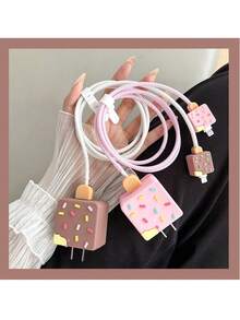 4件套冰淇淋造型充电器保护套和螺旋数据线保护套 - 彩色 - 查看 5