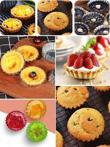 20pcs Reusable Aluminum Tart Molds, Suitable For Muffin, Pudding, Non-Stick Baking Tray, 7cm Silver Baking Tools, Cake And Pastry Molds - Multicolor - View 9