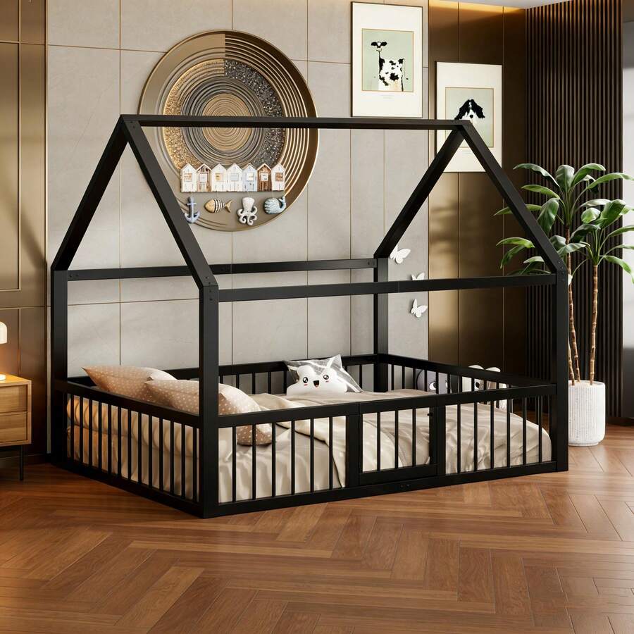Bed Frames - 黑色 + 金屬 + 140厘米*200厘米 - 查看 1