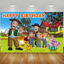 Cartoon  La Granja De Zenon Theme Shower Kids 1st Birthday Party Green Grass Farm Photo Background Decoration Props - 款式N - 查看 13