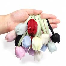 5 piezas/paquete Capullos de flores de tulipán con cinta de doble cara, decoración floral para el hogar, suministros de embalaje de regalos, accesorios de ropa, decoraciones de lazos DIY - Tulipán de cinta - Ver 3