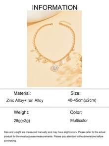 1pc Bohemian Style Versatile Alloy Shell Multi-Pendant Necklace, Suitable For Daily Wear, Dates, Parties, Music Festivals. Chain Length Is Adjustable. - Multicolor - View 4