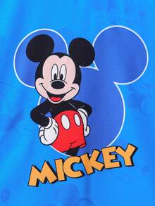Disney 两件套米奇老鼠男婴休闲短裤套装，包含一件卡通印花短袖T恤和一条纯色弹力腰短裤，舒适透气，时尚日常穿着，是馈赠佳品。 - 藍色 - 查看 4