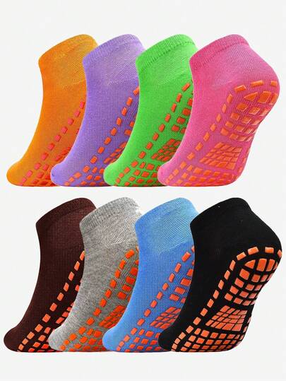 4 pares de calcetines antideslizantes de silicona unisex, adecuados para mujeres y hombres, también aplicables para deportes en interiores como hospital, yoga, pilates