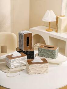 1个波浪形木质纸巾盒套，加厚防水PP材质，适用于客厅、餐厅、浴室、卧室、办公室、酒店等场所，日常使用，可作礼品、国庆节、圣诞节、母亲节、婚礼等场合。 - 彩色 - 查看 7