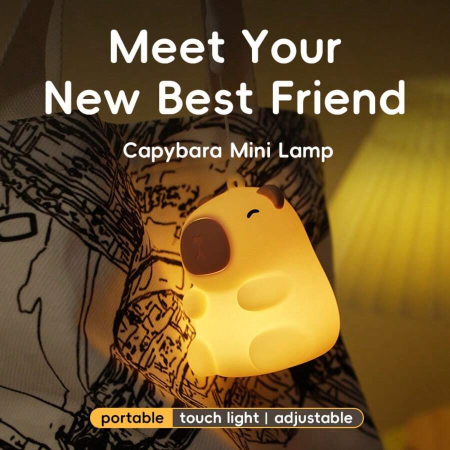 Cute Mini Capybara Shape Silicone Light, Touch Control, USB Rechargeable, Dimmable, Mood Lighting For Bedroom - Seven Colors - View 1