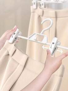 1pc/5pcs/10pcs Set, Pants Hangers, Seamless Non-Slip Adjustable Wardrobe Pants Hangers, Home Closet Storage, Suitable For Christmas, Thanksgiving, Valentine's Day - White - View 5