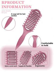 1件空心造型梳，適用於捲髮，帶刷毛與特殊邊緣設計，可捲髮、分開並塑形捲髮且不毛躁，防斷髮造型梳，適用於捲髮與波浪髮，女性捲髮造型工具，適合浴室、化妝、旅行、宿舍與辦公室 - 造型梳、順髮梳；梳子；空心梳；美髮產品配件；美髮配件；浴室工具；化妝工具 - 可選 1件美髮清潔劑 - A - 查看 7