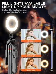 TOKQI F06 自动折叠自拍杆三脚架，无线蓝牙遥控，高度可调，360°多角度拍摄，加厚铝合金杆身，适用于旅行、直播、视频拍摄 - 查看 6