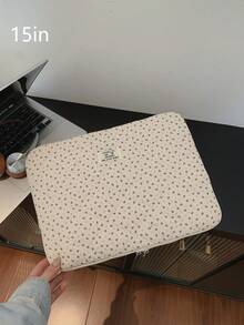 1 Pc Floral Pattern Student Laptop Bag 11 /13/15 InchComputer Bag Protection Case File Bag Laptop Sleeve Computer Carrying Case Bag 11 13 Inch Portable Cover Bags For Mac Book For Lady & Teen Girls & College Students For Tablet Handbag Case 9-15inch Compatible With Ipad Air 4 5 Pro 11 Mini 5 6 Case For Shockproof Pouch Bags - Beige - View 7