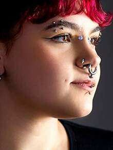 8件套不锈钢人体穿刺饰品套装 - 弯杆、卡珠环、唇钉，适用于鼻钉、眉钉、耳屏钉、耳软骨钉等穿刺部位 - 銀色 - 查看 8