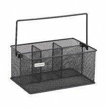 Mind Reader Utensil Holder Silverware Organizer Caddy Cutlery Holder Kitchen Metal Mesh 10"L x 7"W x 4.75"H Gray - Gris - Ver 6