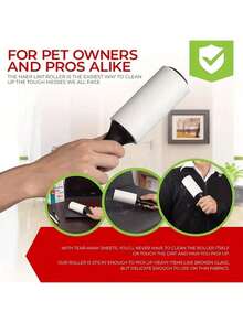 60 Sheets/Roll Super Sticky Pet Hair Remover Roller, Effective Hair Removal Tool For Dog, Cat Owners And Cleaning Clothes, Furniture - Black - View 10