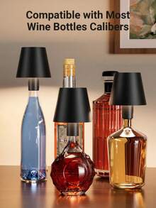 1pc LED Wine Bottle Lamp, Portable Table Light With Adjustable Dimmer, Transform Your Space From Romantic Restaurant To Cozy Bedroom, Perfect For Outdoor, Bar, Party & Bedside - Black - View 3