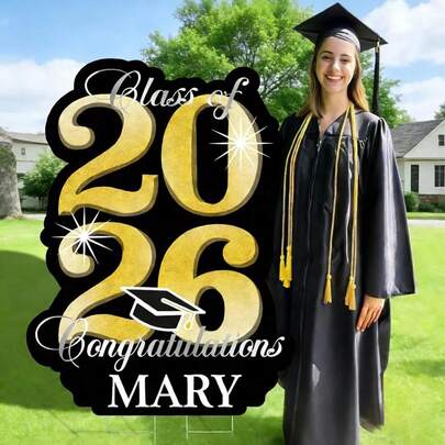 2026 Graduation Lawn Sign, 35.43 Inch Illuminated "Congrats Grad" Lawn Sign, Suitable For Outdoor Use And Waterproof, 2026 Graduation Party Decor, Personalized 2026 Graduation Theme Centerpiece Decor, Perfect For 2026 High School/College Graduation Ceremony Decoration