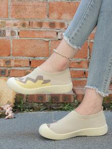 Van Skr 2026春夏新款针织网面女鞋，软底轻便一脚蹬，学生/通勤透气鞋 - 米黃色 - 查看 4