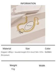 1 pieza Pulsera cubana de retrato de nicho, adecuada para que las mujeres la usen en sesiones de fotos, check-ins, atuendos de noche - Dorado - Ver 12