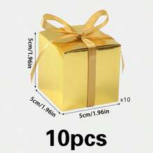 10pcs Square Gold & Silver Party Candy Boxes, Gift Boxes - Box - View 7