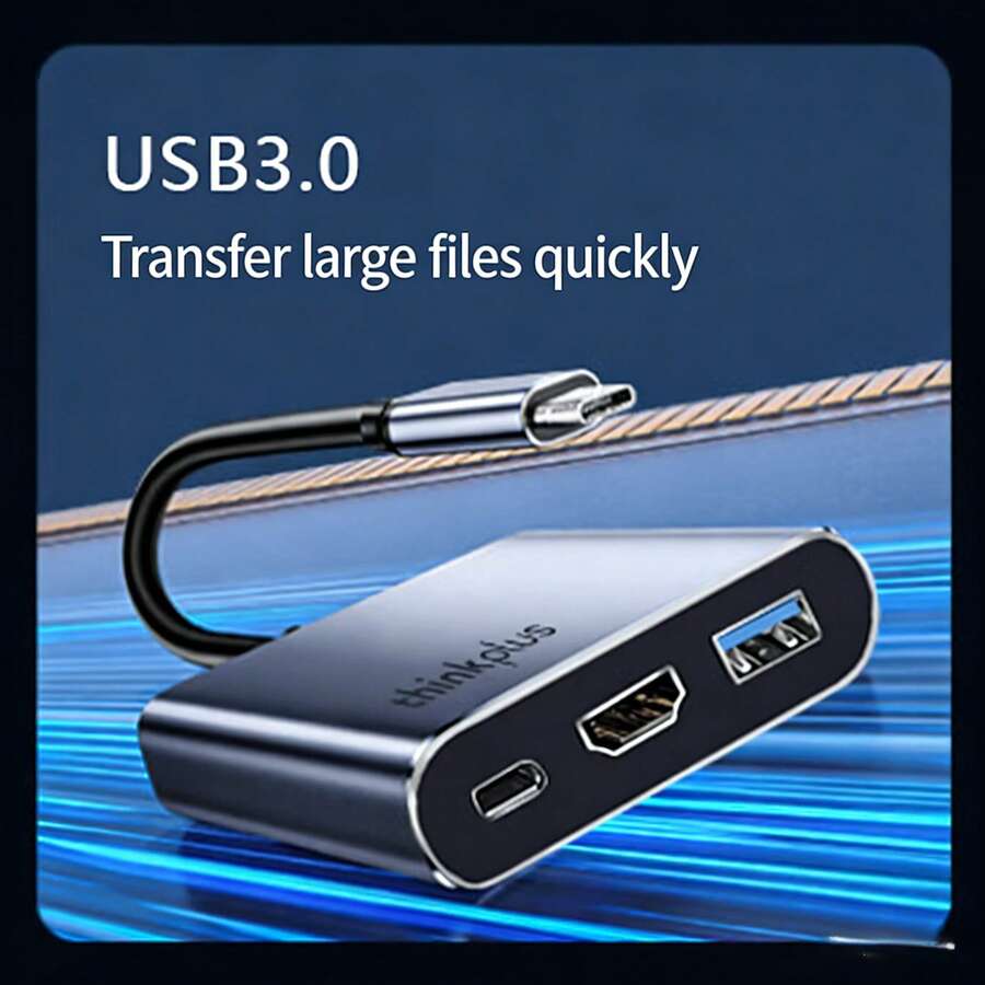 Lenovo Type-C Docking Station, 3-In-1 Multi-Functional Converter, PD 100W Fast Charging, 4K High-Definition HDMI Video Output, USB 3.0 Splitter, Suitable For Apple MacBook/Huawei/Xiaomi Laptop Docking Stations. - View 1