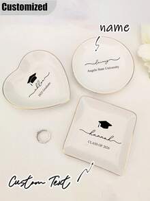 Khay đựng nhẫn khắc tên theo yêu cầu, khay đựng nhẫn cá nhân hóa, khay đựng trang sức tùy chỉnh, quà tặng tốt nghiệp cho bạn bè và người thân. Khay đựng dây chuyền, khay đựng kẹp tóc và khay đựng nhẫn cá nhân hóa. - Nhiều màu - Xem 2