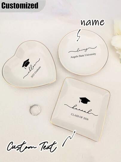 Customized Name Ring Tray, Personalized Ring Tray, Customized Jewelry Tray, Graduation Gift For Classmates And Friends. Personalized Necklace Tray, Hair Clip Tray And Ring Tray.