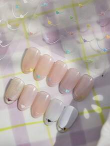 1 miếng dán móng tay hình trái tim Pháp dập nổi 3D, decal nghệ thuật móng tay 5D lập thể, phụ kiện móng tay, dụng cụ làm móng, phong cách Y2K, miếng dán móng tay nghệ thuật. - Nhiều màu - Xem 3