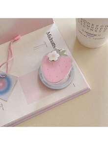 Pink Strawberry Magnetic Phone Stand, Fruit Sliding Foldable Phone Holder, Multi-Function Slouchy Phone Stand - Pink - View 3