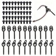 30pcs Carp Fishing Hooks With Bait And Nut, Comes With Rubber Beads, Suitable For Ronnie Rigs And Boilies, Essential Fishing Gear - Multicolor - View 1