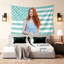 Customizable Personalized Tapestry With Photos And Text, The Best Gift For The American Independence Day,Wedding, Halloween, Christmas, Party, Father's/Mother's Day, Home Decor, Bedroom Aesthetics,Decoration And Hanging Fabrics For Student Dormitories During The Start Of The School Year,Warm Ambience,2D Flat Custom Tapestry, Local Printed Textile Wall Decor Garden Flag, Custom Flag Customized DIY Personalized Polyester Decorative Wall Hanging, Personalized Gifts Room Banner, Wall Banner, For College Dorm Decor, Outdoors, Parties, Festival Gifts Birthday Graduation Room Decor Home Decor Wall Decor Bedroom Decor Wall Art Poster Home Decor Living Room Tapestry For Room Wall Tapestry Room Decoration Stuff Gifts Suitable For Daily, Anniversary Party,Birthday, Wedding, Halloween, Christmas, Father's Day, Mother's Day, Valentine's Day, Easter, Home Decor, Anniversary, Graduation, Housewarming, Tea Room, Bedroom, Living Room, Indoor Home, Outdoor Flag Wall Tapestry, Custom Flag - Nhiều màu 4 - Xem 2