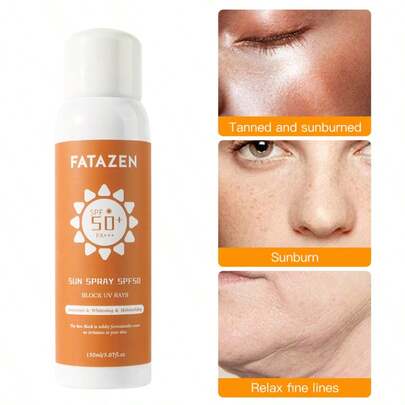 FATAZEN 1 pièce Spray solaire visage 150ml, imperméable, hydratant, réduction des rides, prévention des coups de soleil, texture micro-brume, rafraîchissant pour la plage et les activités extérieures