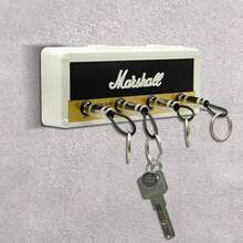 Decorative Guitar Wall Key Hook Box, Home Key Storage & Organization, Complete Set With 4 Keychains & Wall Mount Kit For Music Fans - Đế móc khóa màu trắng + bốn phích cắm - Xem 2